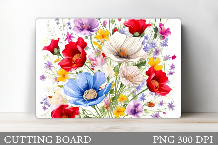 Wildflowers Cutting Board. Flowers Cutting Board Sublimation example image 1