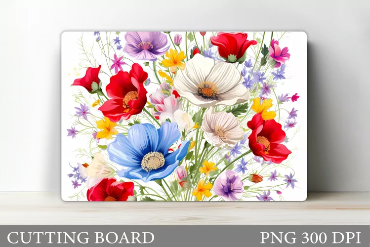 Wildflowers Cutting Board. Flowers Cutting Board Sublimation