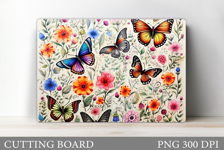 Butterflies Cutting Board. Flowers Cutting Board Sublimation