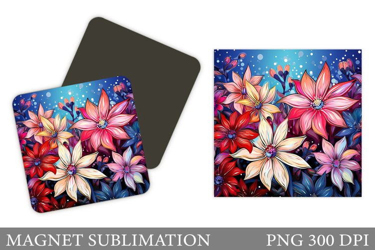 Flowers Square Magnet. Flowers Magnet Sublimation