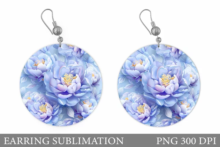 Peony Earring Sublimation. Flowers Earring Design