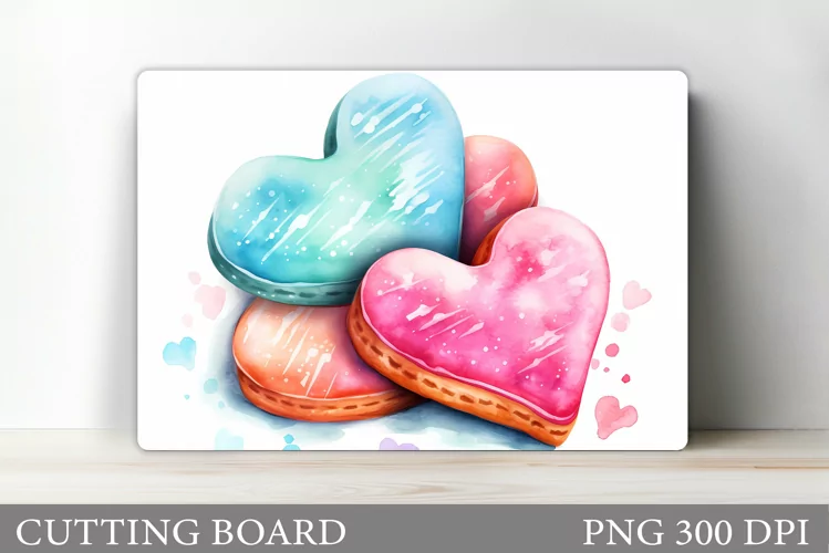 Cookies Cutting Board. Hearts Cookies Cutting Board Design
