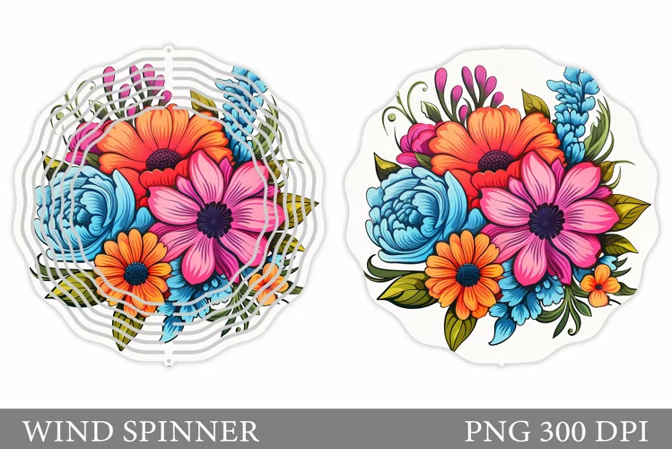 Flowers Wind Spinner Design. Flowers Spinner Sublimation