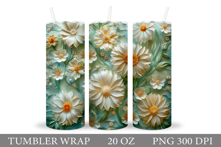 3D Flowers Tumbler Design. Flowers Tumbler Wrap Sublimation