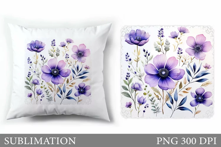 Floral Sublimation. Flowers Pillow Sublimation