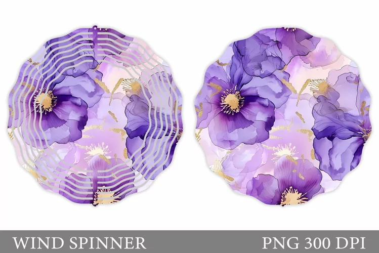 Flowers Wind Spinner Sublimation. Floral Wind Spinner Design