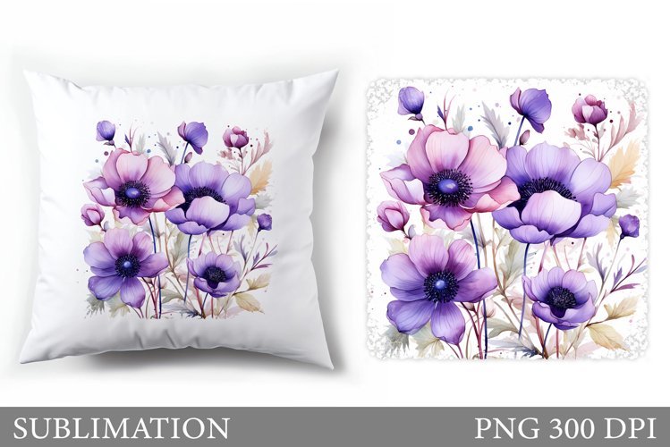 Wildflowers Pillow Design. Flowers Sublimation example image 1