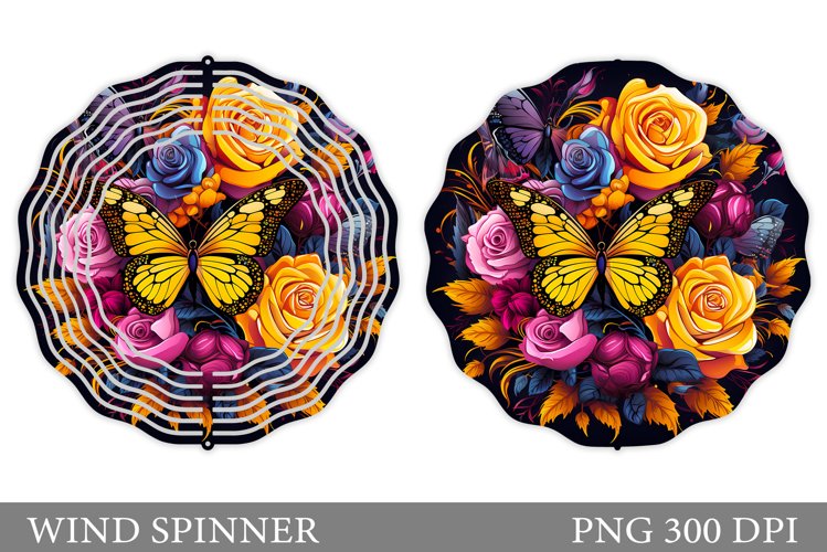 Butterflies Wind Spinner. Flowers Wind Spinner Sublimation example image 1