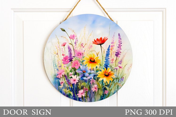 Wildflowers Door Sign. Flowers Door Sign Design example image 1