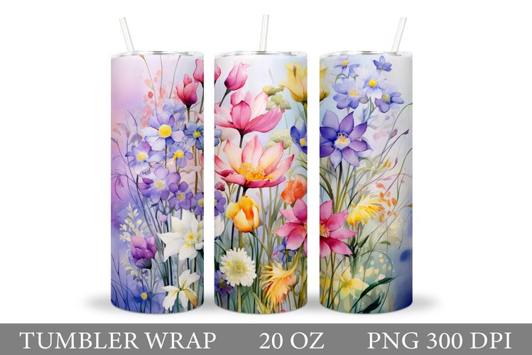 Flowers Tumbler. Wildflowers Tumbler Sublimation