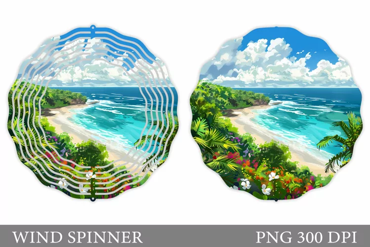Sea Wind Spinner Design. Tropical Wind Spinner Sublimation