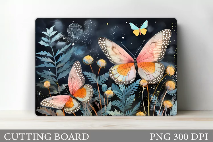 Butterflies Cutting Board. Flowers Kitchen Cutting Board