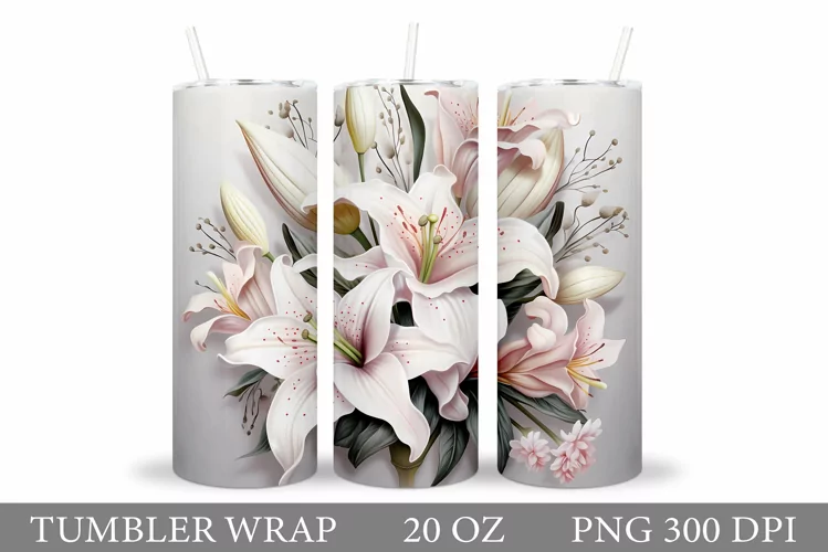Floral Tumbler Wrap. Flowers Tumbler Sublimation
