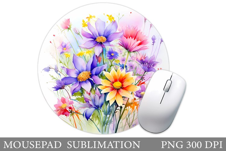 Wildflowers Mouse Pad. Flowers Mouse Pad Sublimation example image 1