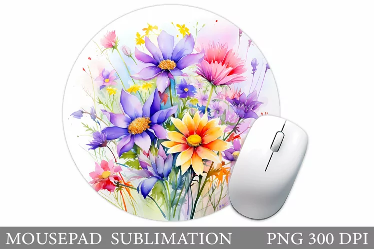 Wildflowers Mouse Pad. Flowers Mouse Pad Sublimation