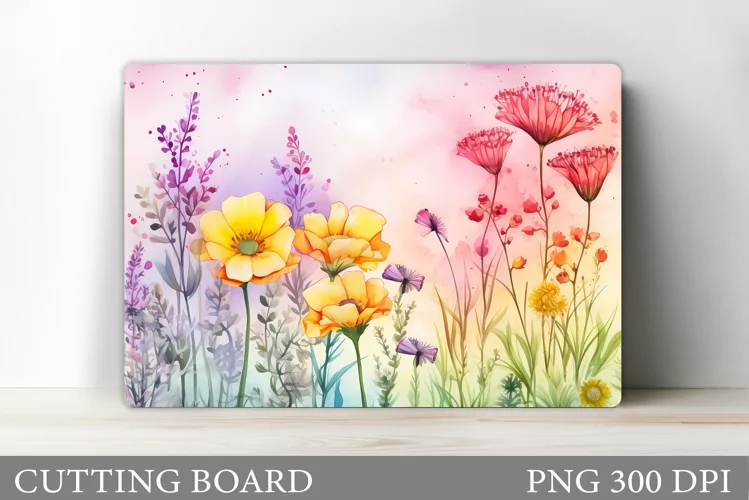 Wildflowers Cutting Board. Flowers Cutting Board Template