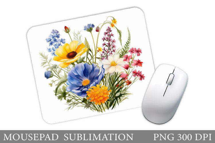 Flowers Mouse Pad Sublimation. Wildflowers Mouse Pad Design