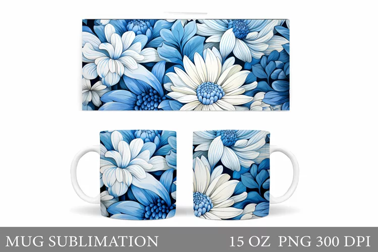 Flowers Mug Sublimation. Wildflowers Mug Design