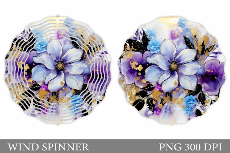 Flowers Wind Spinner Sublimation. Floral Wind Spinner Design