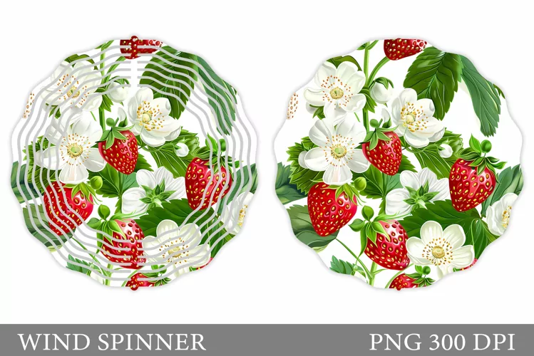 Strawberry Wind Spinner Design. Flowers Wind Spinner