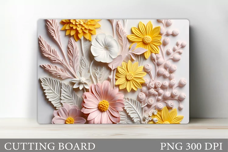Flowers Cutting Board. 3D Flowers Cutting Board Sublimation