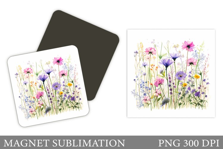 Flowers Square Magnet Design. Wildflowers Magnet