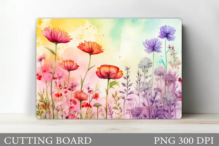 Wildflowers Cutting Board. Flowers Cutting Board Sublimation