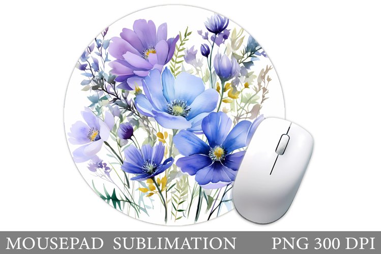 Flowers Mouse Pad Sublimation. Wildflowers Mouse Pad Design example image 1