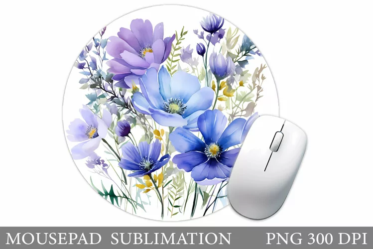 Flowers Mouse Pad Sublimation. Wildflowers Mouse Pad Design