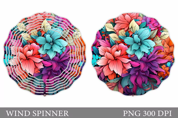 Flowers Wind Spinner Design. Flowers Wind Spinner Template