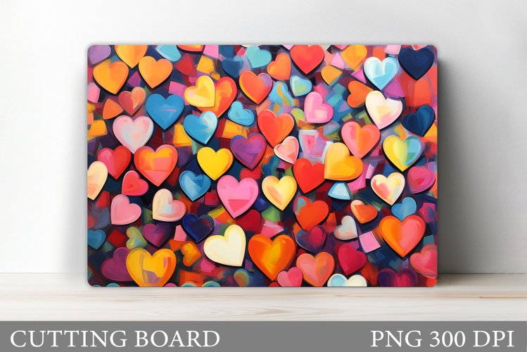Colorful Hearts Cutting Board Design. Hearts Kitchen Cutting