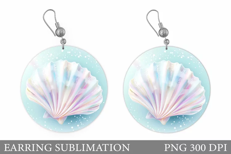 Sea Earring Design. 3D Seashell Earring Sublimation