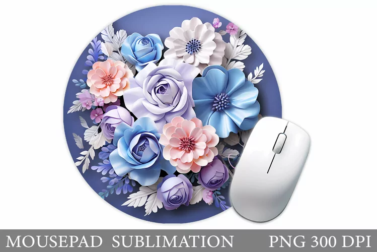 3D Flowers Mouse Pad Design. Flowers Mouse Pad Sublimation