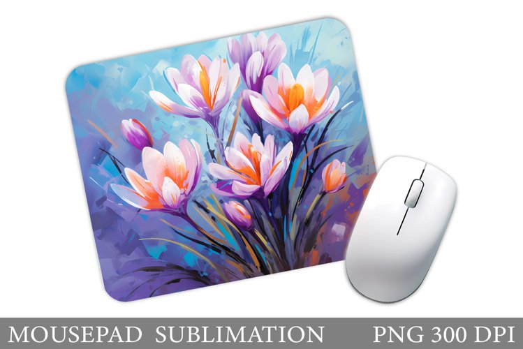 Crocus Mouse Pad Sublimation. Spring Mouse Pad Design example image 1
