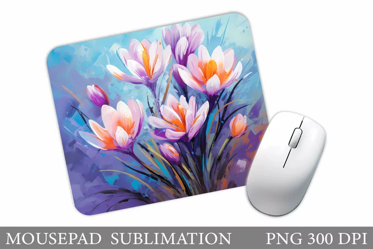 Crocus Mouse Pad Sublimation. Spring Mouse Pad Design