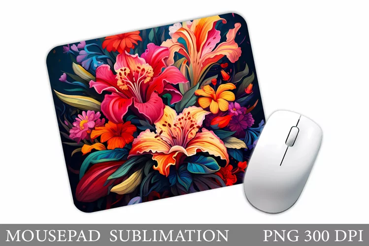 Flowers Mouse Pad Sublimation. Floral Mouse Pad Design