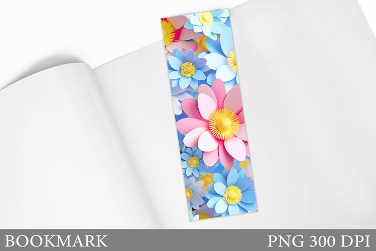 3D Floral Bookmark Design. Flowers Bookmark Sublimation example image 1
