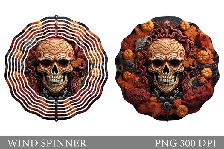 Skull Wind Spinner Design. Halloween Wind Spinner