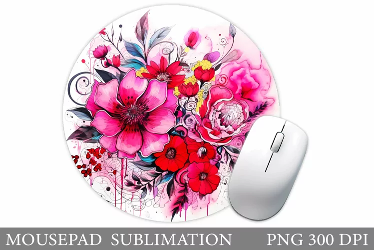 Flowers Mouse Pad Design. Floral Mouse Pad Sublimation