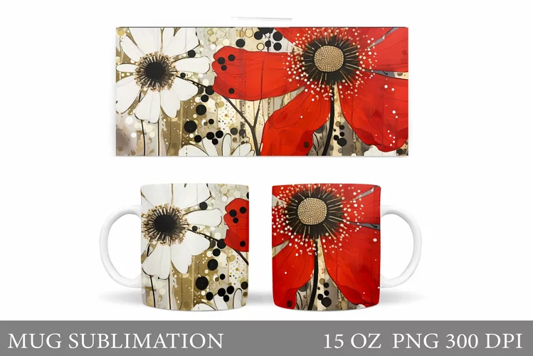 Flowers Mug Wrap Design. Flowers Mug Sublimation