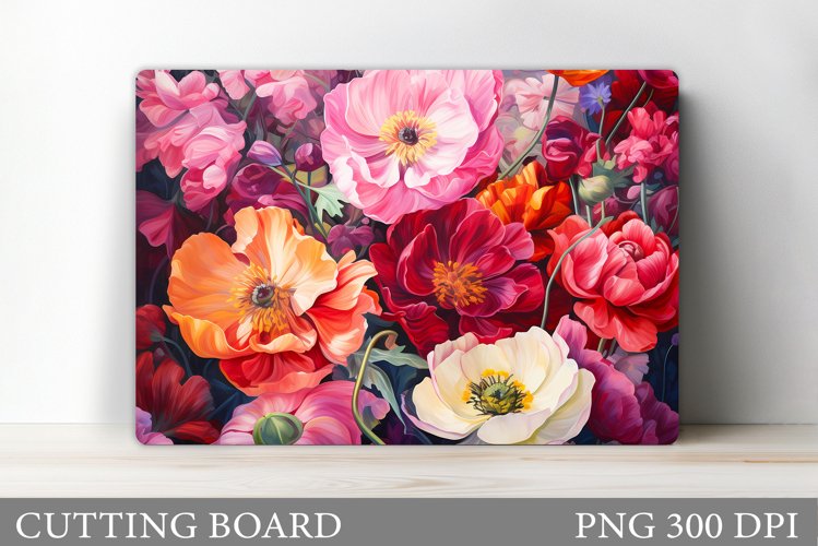 3D Flowers Cutting Board. Kitchen Cutting Board Template