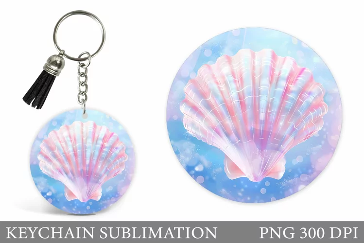 3D Seashell Keychain Sublimation. Sea Keychain Design