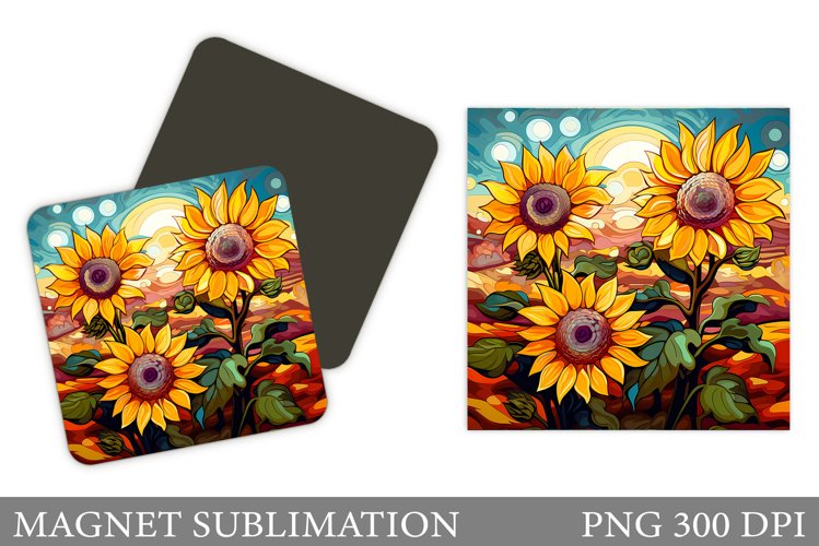 Sunflowers Magnet Design. Flowers Magnet Sublimation example image 1