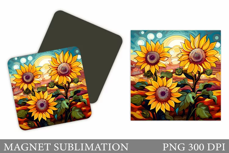 Sunflowers Magnet Design. Flowers Magnet Sublimation