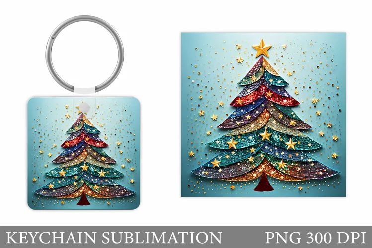 Christmas Tree Keychain. Christmas Keychain Sublimation