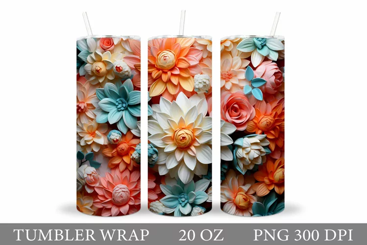 Flowers Tumbler Design. Flowers Tumbler Wrap Sublimation