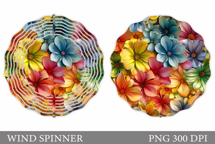 3D Flowers Wind Spinner. 3D Floral Wind Spinner Design