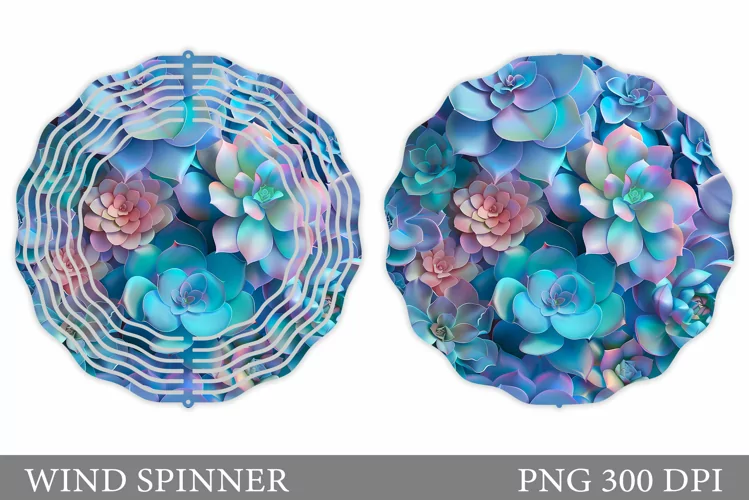 Succulents Wind Spinner Design. Plants Spinner Sublimation
