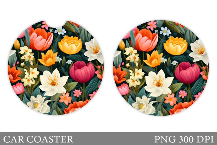 Flowers Car Coaster Design. 3D Flowers Car Coaster