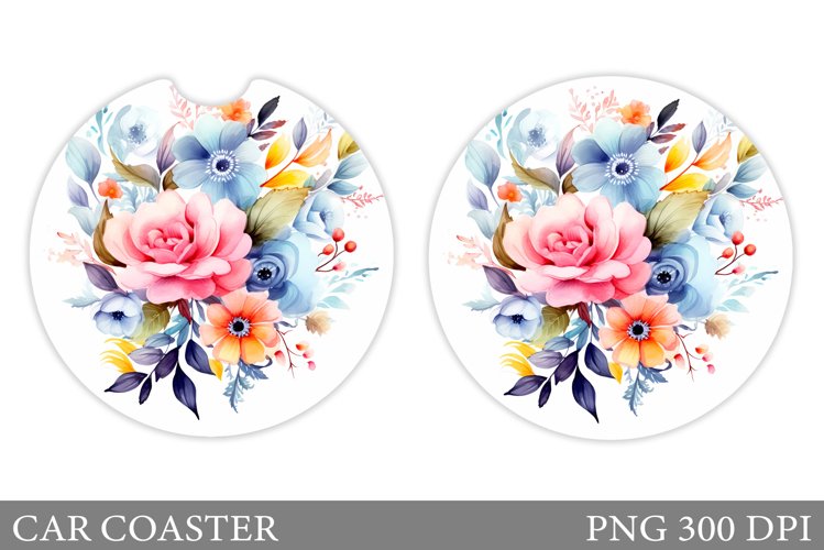 Flowers Car Coaster Sublimation. Flowers Coaster Design